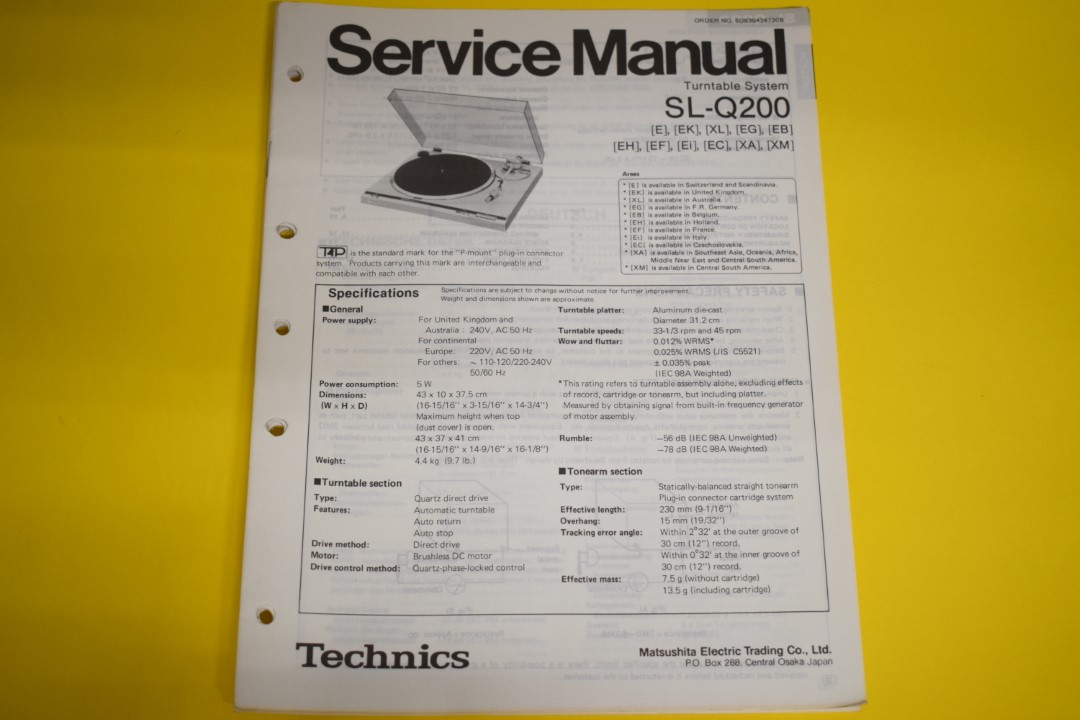 Technics SL-Q200 Turntable Service Manual  			
